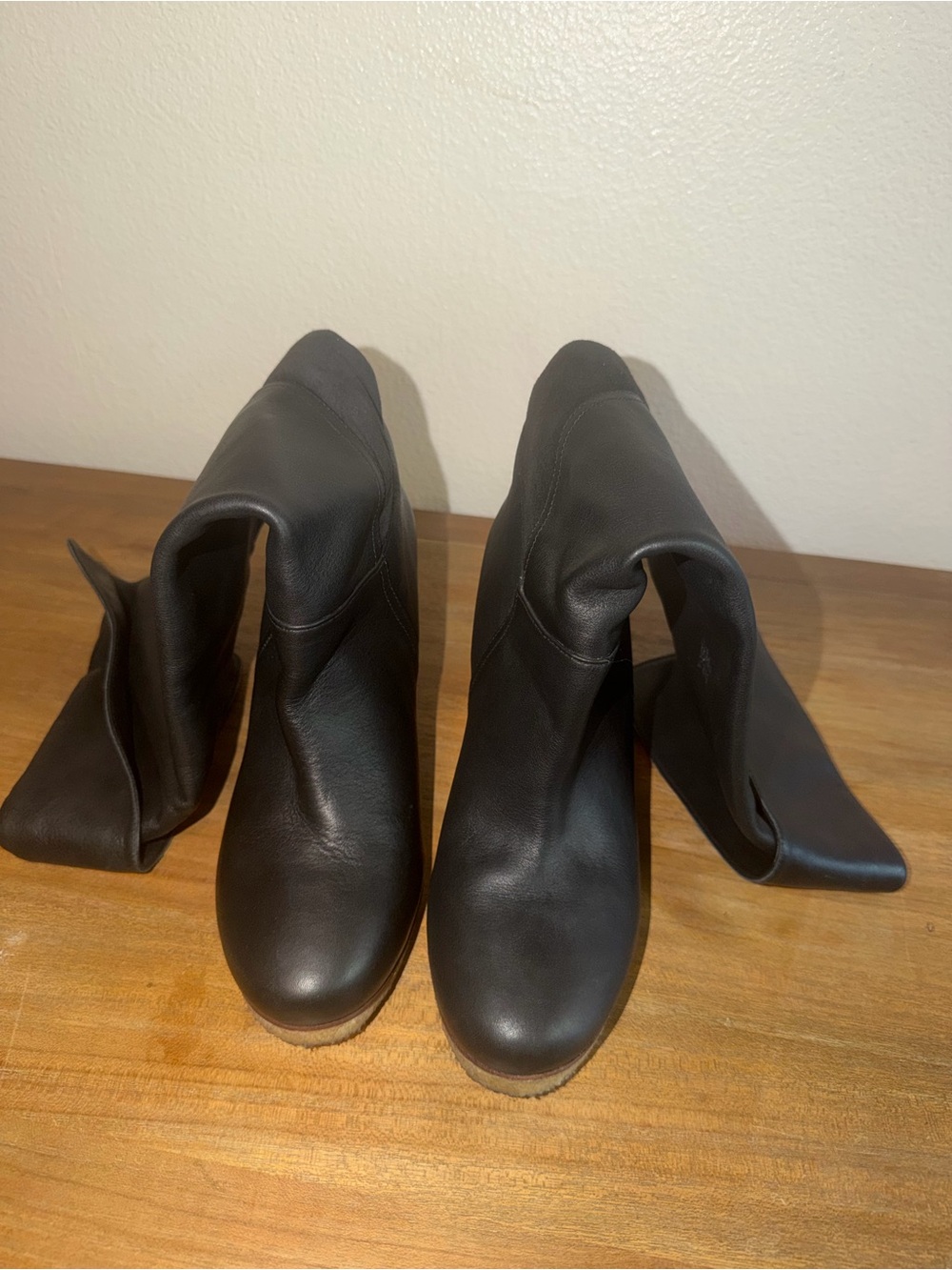 UGG Black Leather Fold-Over Ankle Booties